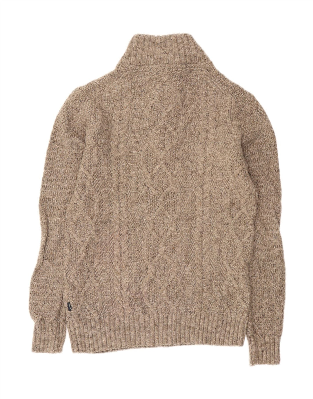 Fat Face Pull à col boutonné pour homme Petite laine beige
