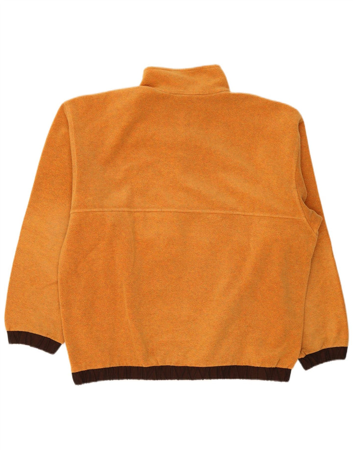 vintage Mens Button Neck Fleece Jumper XL Orange Polyester