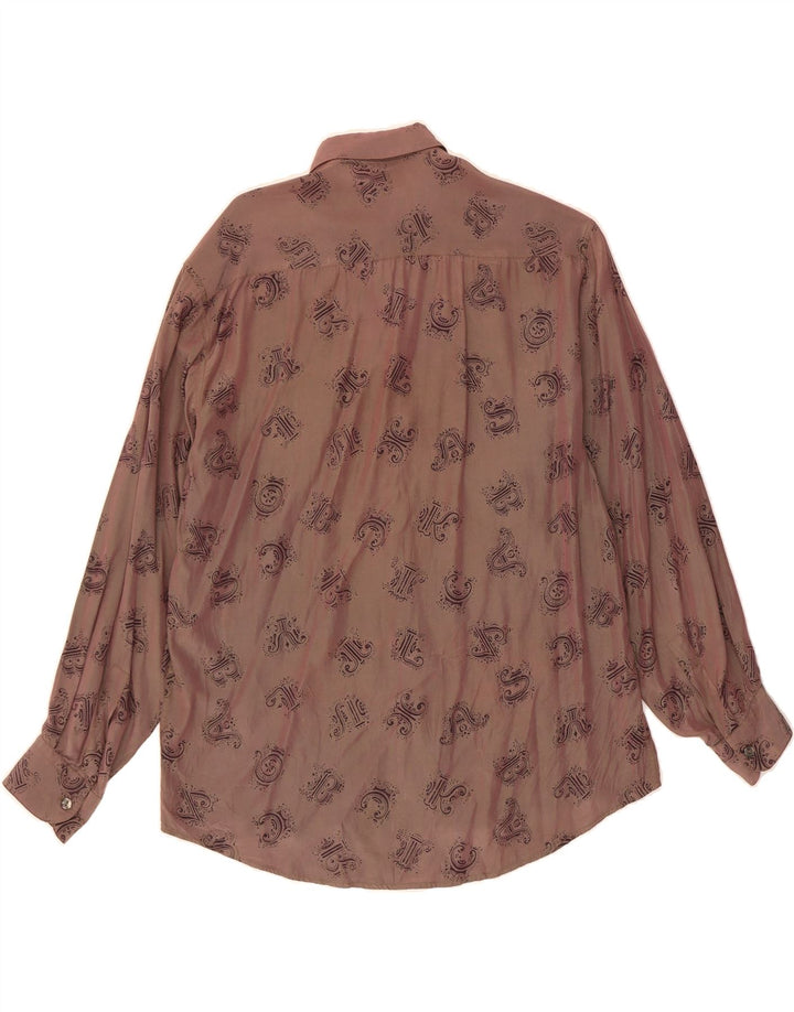VINTAGE Mens Graphic Shirt Large Brown Viscose Vintage Vintage and Second-Hand Vintage from Messina Hembry 
