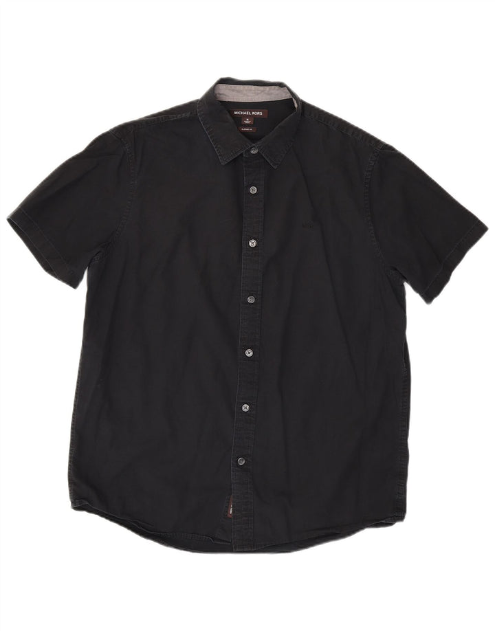 Michael Kors Chemise à manches courtes coupe classique pour homme Noir moyen