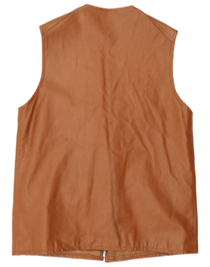 gilet en cuir homme vintage UK 38 Brun moyen