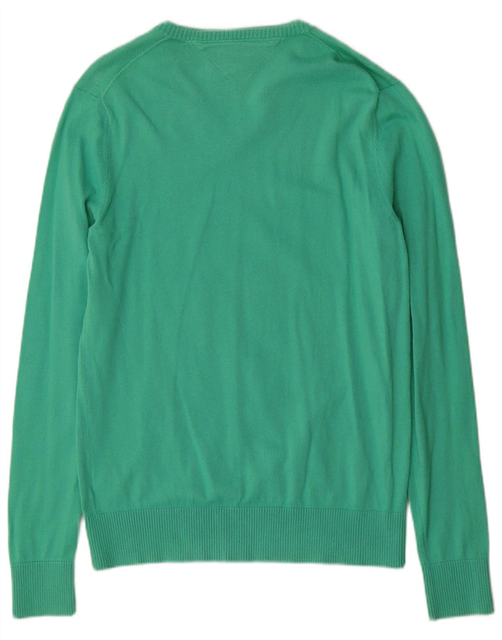 Tommy Hilfiger Pull Col V Homme Vert Moyen Coton