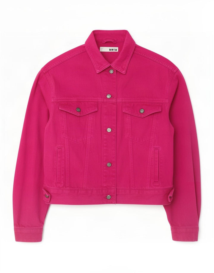 Topshop Veste en jean surdimensionnée pour femme UK 10 Petit coton rose