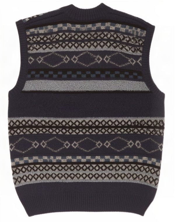 Canda Homme By C&A Cardigan Sans Manches Pull Bleu Marine Moyen Géométrique