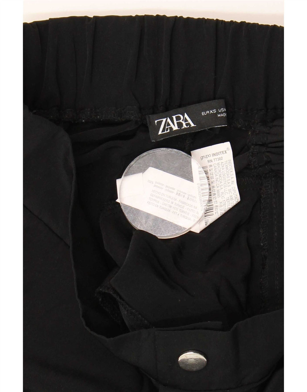 Zara Pantalon Cargo Joggers Femme XS W24 L25 Noir Polyester