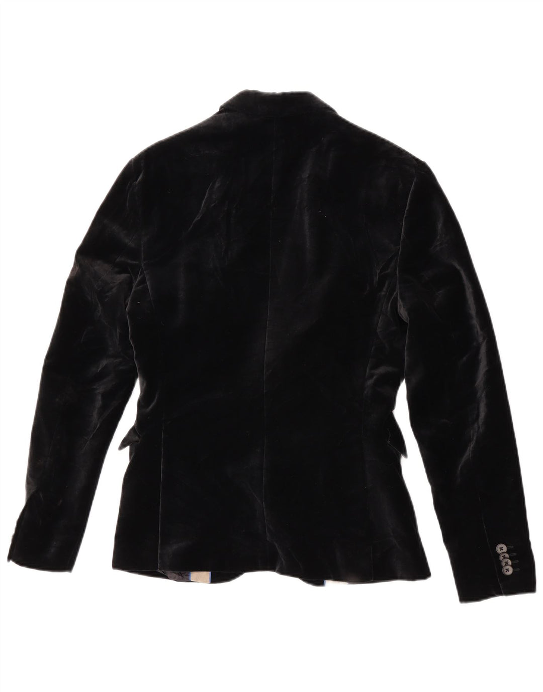Zara Veste blazer en velours à 2 boutons pour homme EU 46 Petit coton noir