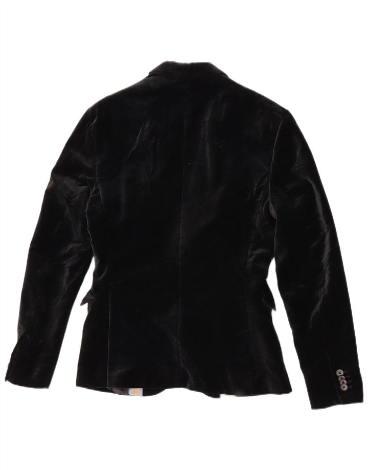 Zara Veste blazer en velours à 2 boutons pour homme EU 46 Petit coton noir