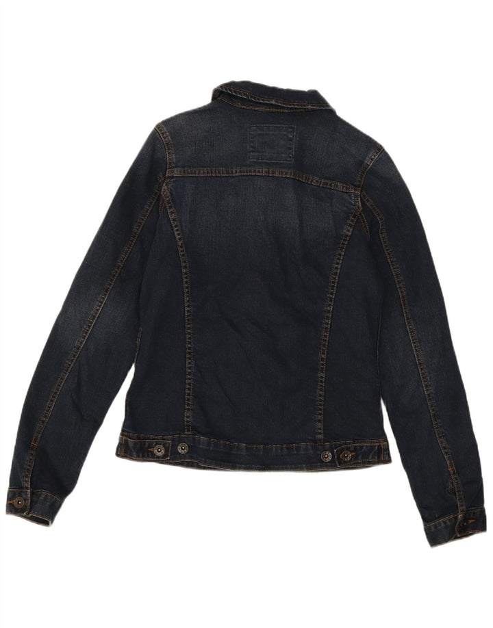 Fat Face Veste en jean pour femme UK 10 Petit coton bleu marine