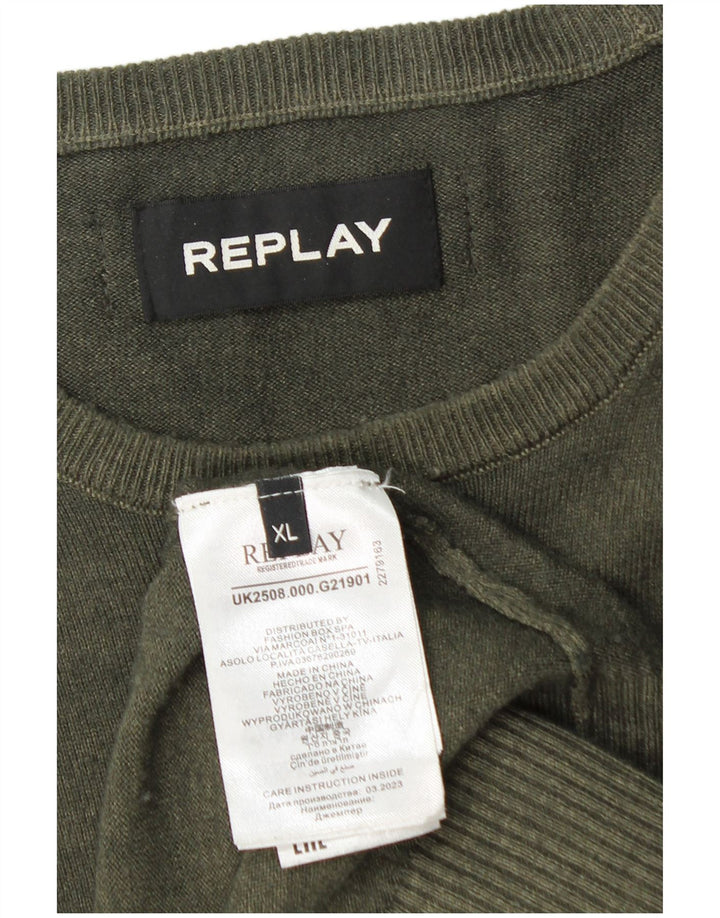 REPLAY Pull Col Bateau XL Kaki Laine Homme