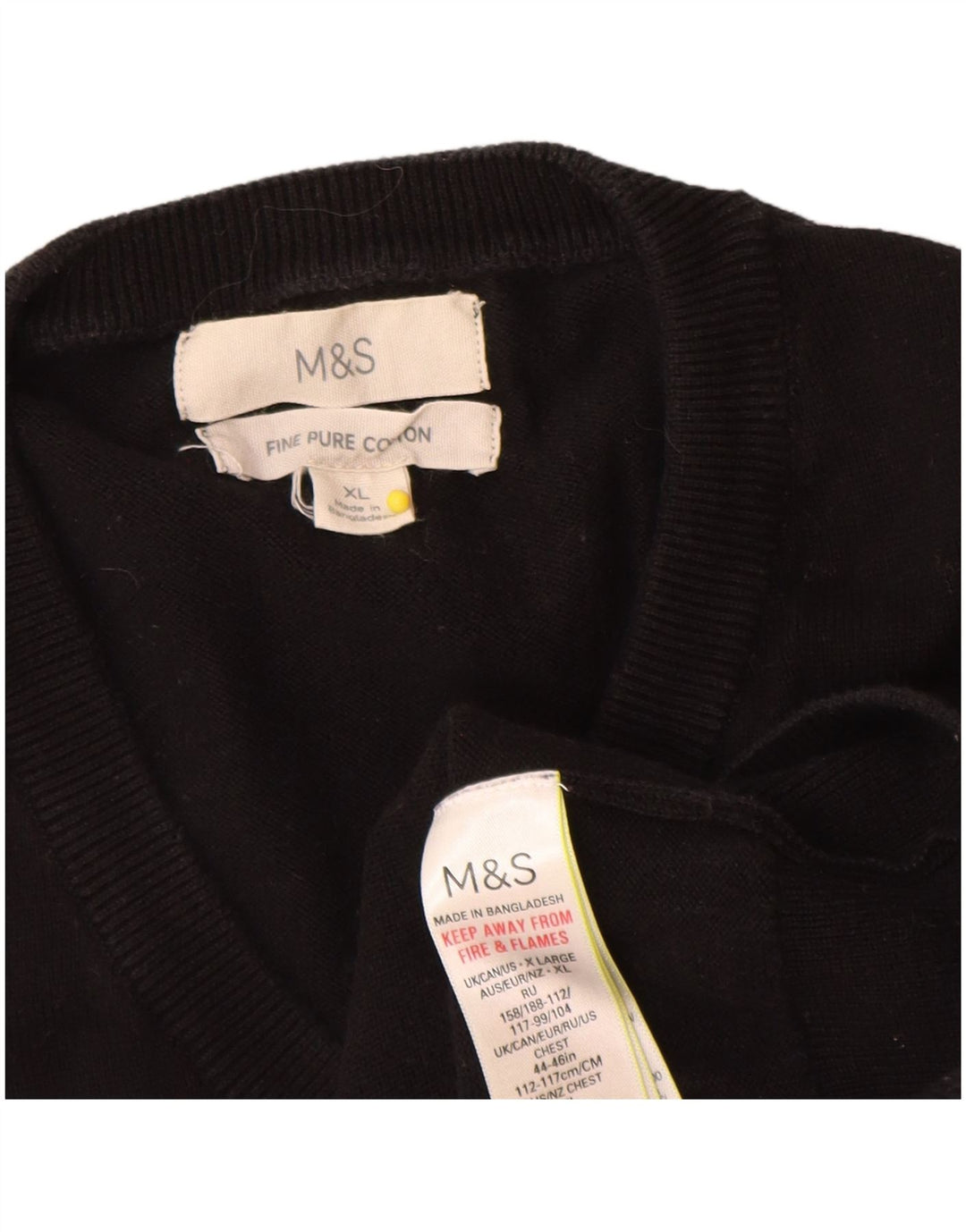 Marks & Spencer Pull col V pour homme XL en coton noir