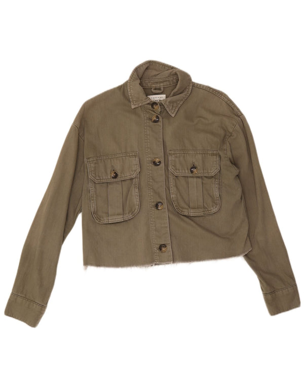 Topshop Veste en jean surdimensionnée pour femme UK 6 XS Coton kaki