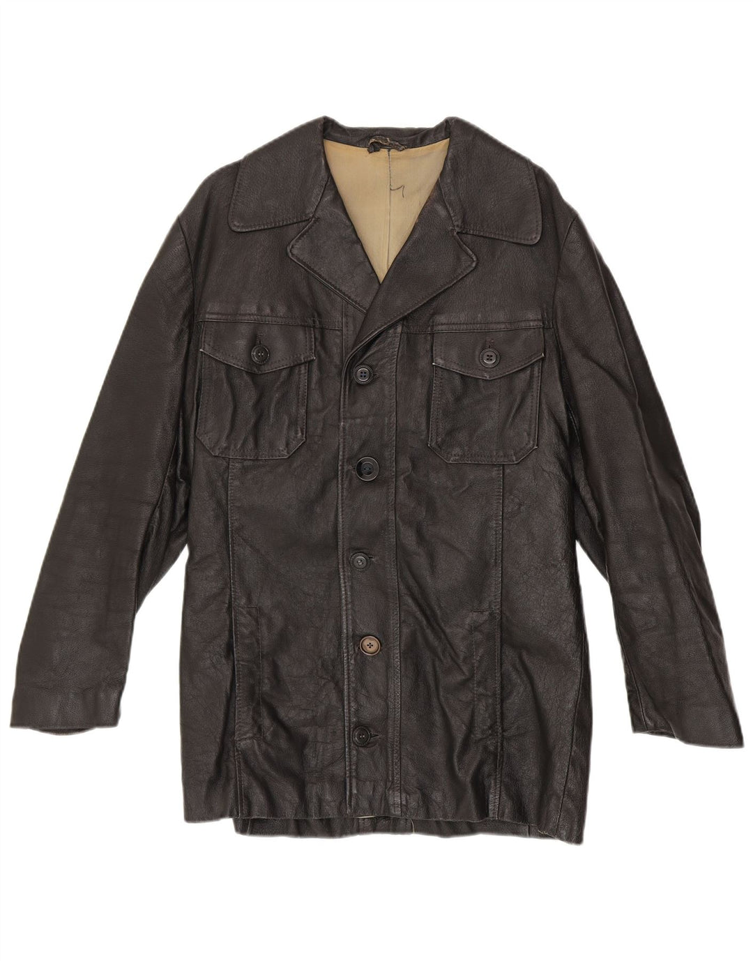 veste en cuir homme vintage UK 38 Noir Moyen
