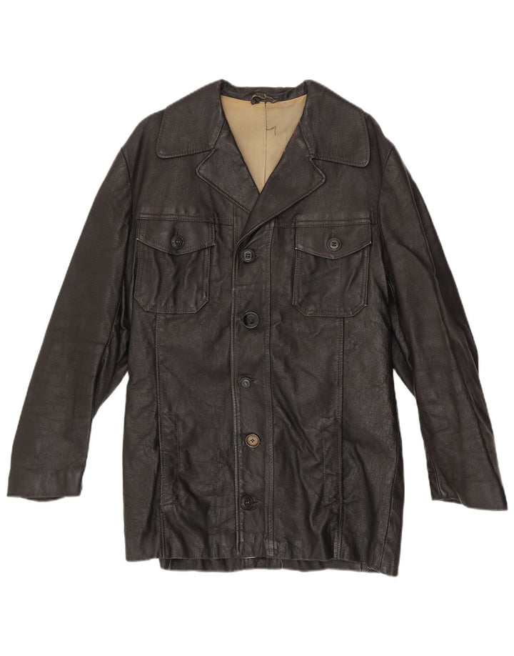 veste en cuir homme vintage UK 38 Noir Moyen