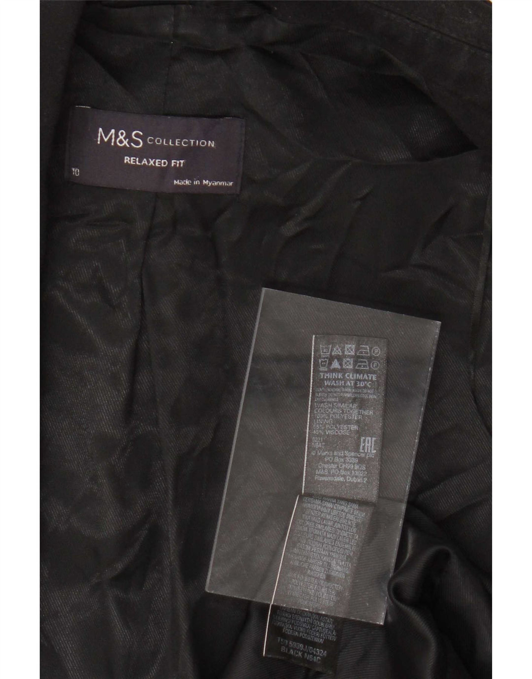 Marks & Spencer Veste blazer coupe décontractée pour femme UK 10 Small Noir