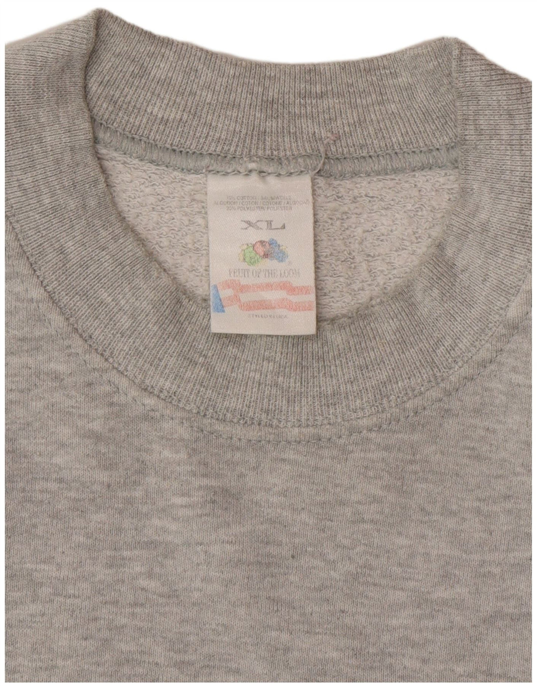vintage Mens Sweatshirt Jumper XL Gris Coton