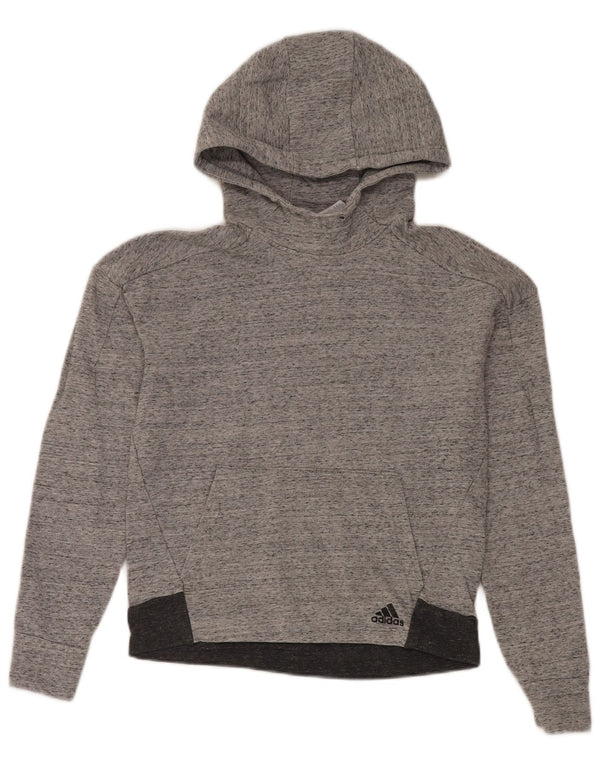 Adidas Pull à capuche surdimensionné pour femme UK 8/10 Petit Gris Colorblock Coton