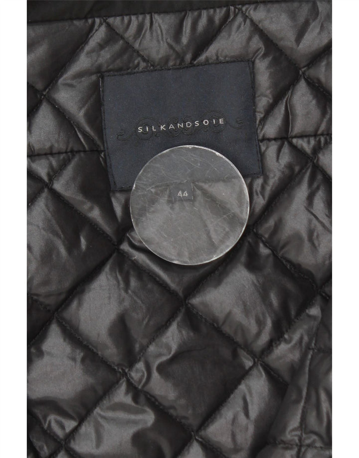 Silk and Soie Veste matelassée à capuche IT 44 Femme Noir Moyen Polyamide