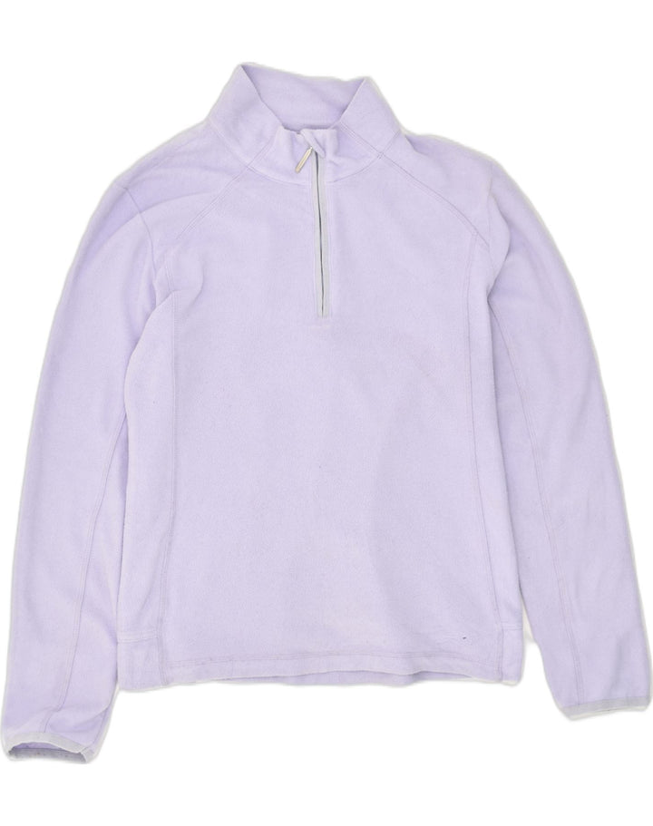 CHAMPION Womens Zip Neck Fleece Jumper UK 14 Large Purple Polyester | Vintage Champion | Thrift | Second-Hand Champion | Used Clothing | Messina Hembry 