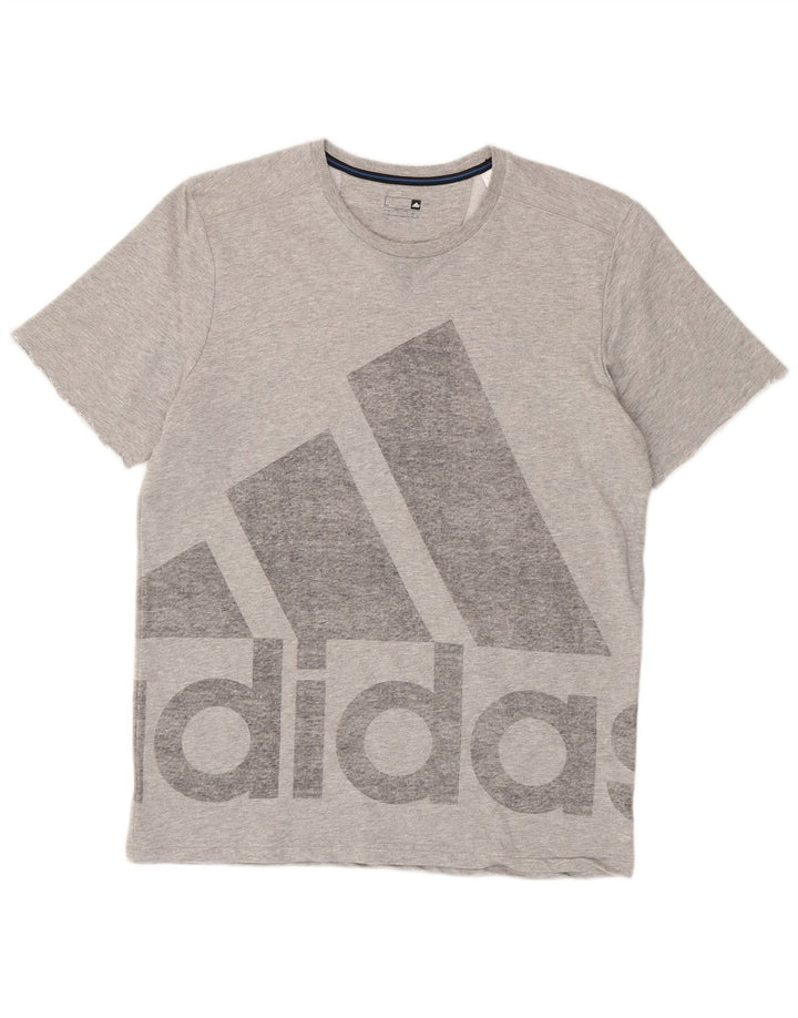 Adidas T-shirt graphique pour hommes, grand, gris, coton