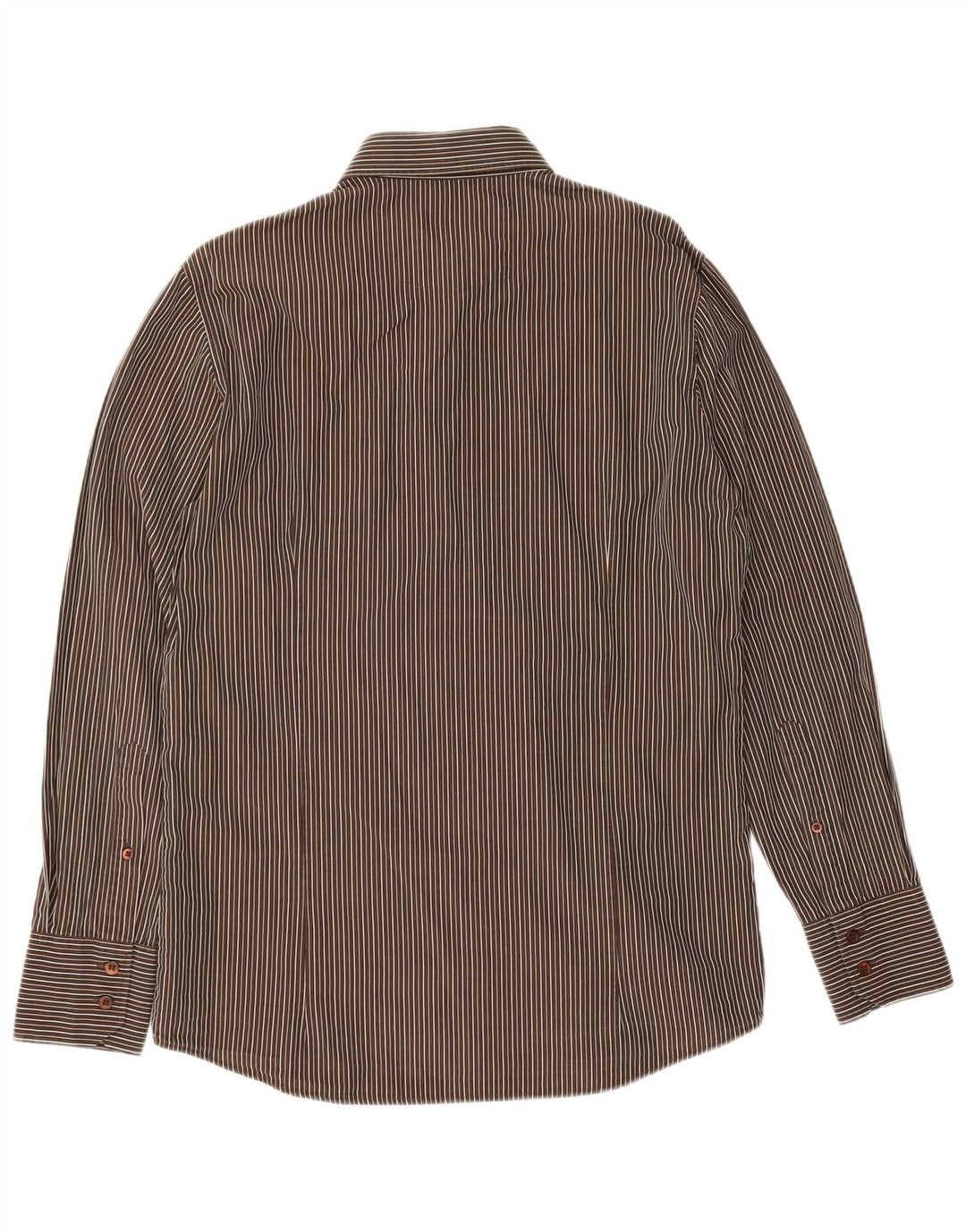 Hugo Boss Chemise en coton à fines rayures marron moyen