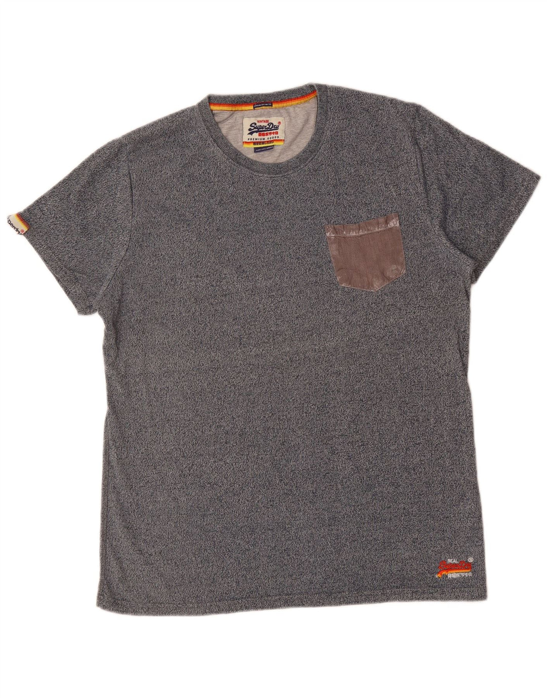 SUPERDRY T-Shirt Homme Top 2XL Gris Moucheté Coton