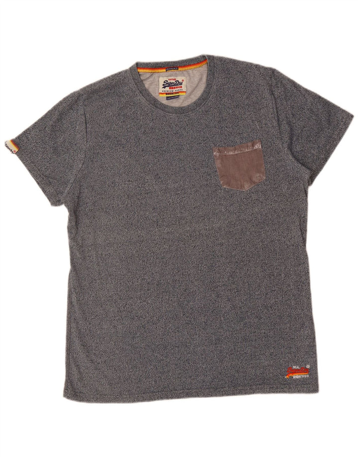 SUPERDRY T-Shirt Homme Top 2XL Gris Moucheté Coton