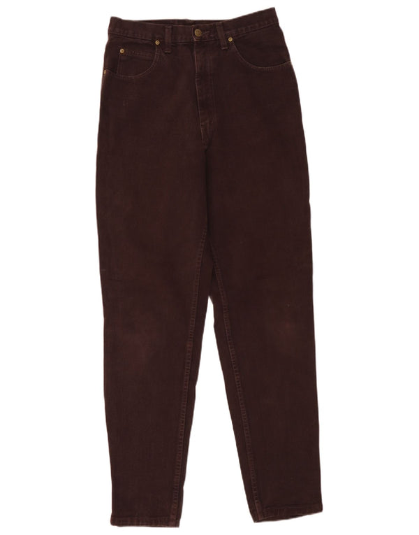 vintage Femme Taille Haute Tapered Jeans UK 14 Moyen W30 L30 Coton Marron