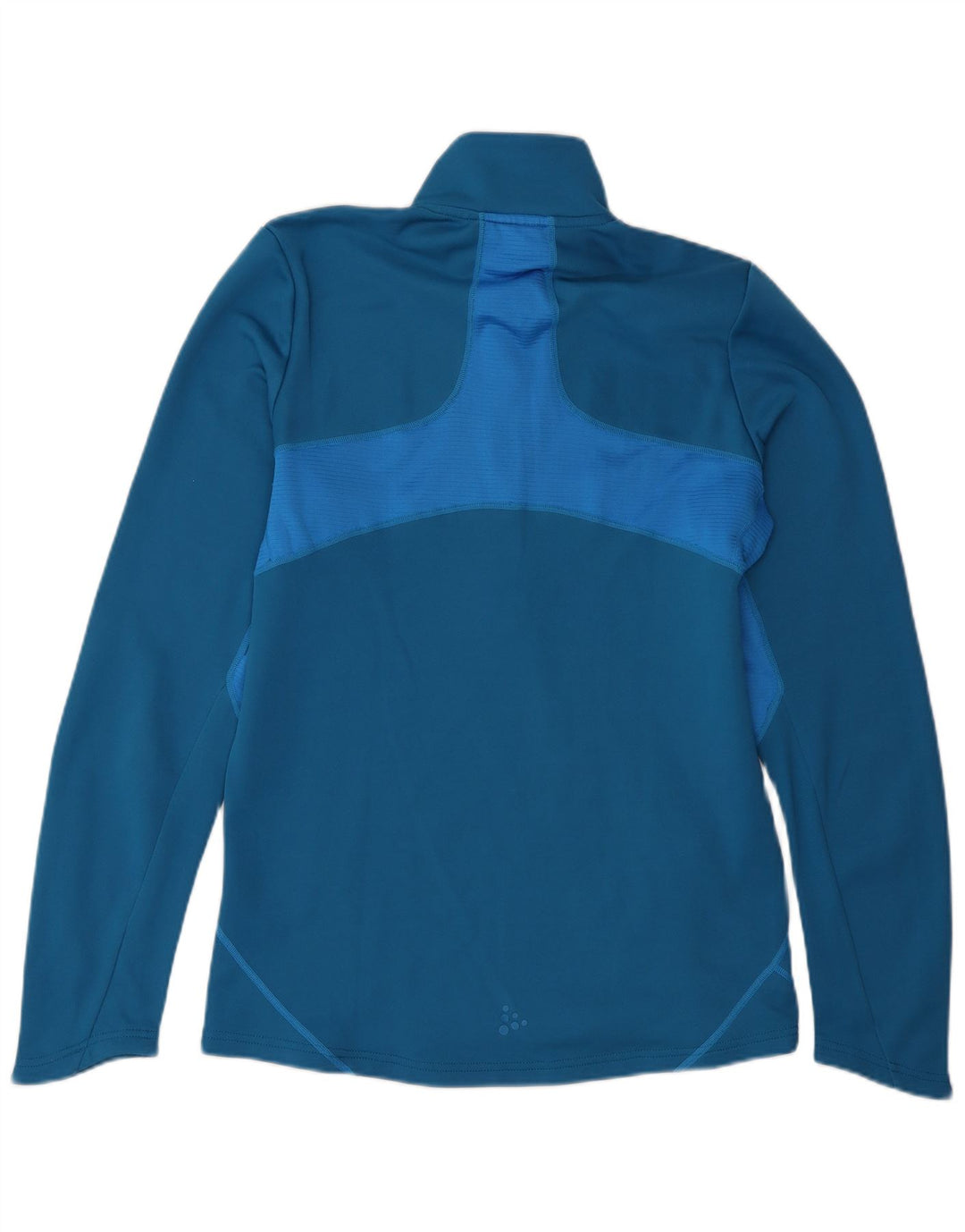 Vintage Mens Zip Neck Pull Survêtement Top Bleu Moyen Colourblock