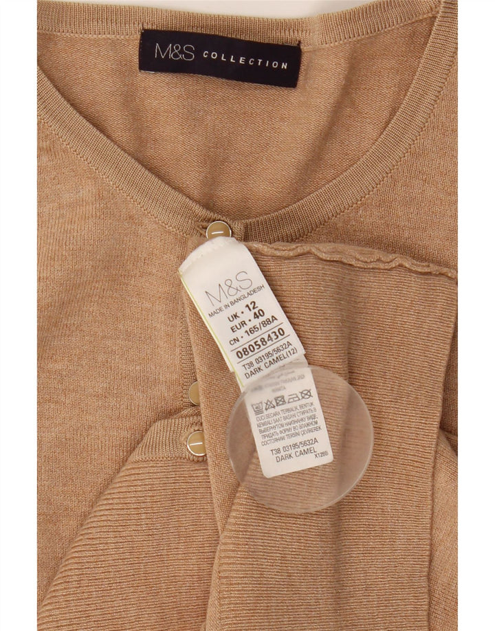 Marks & Spencer Pull Cardigan Femme UK 12 Viscose Beige Moyen