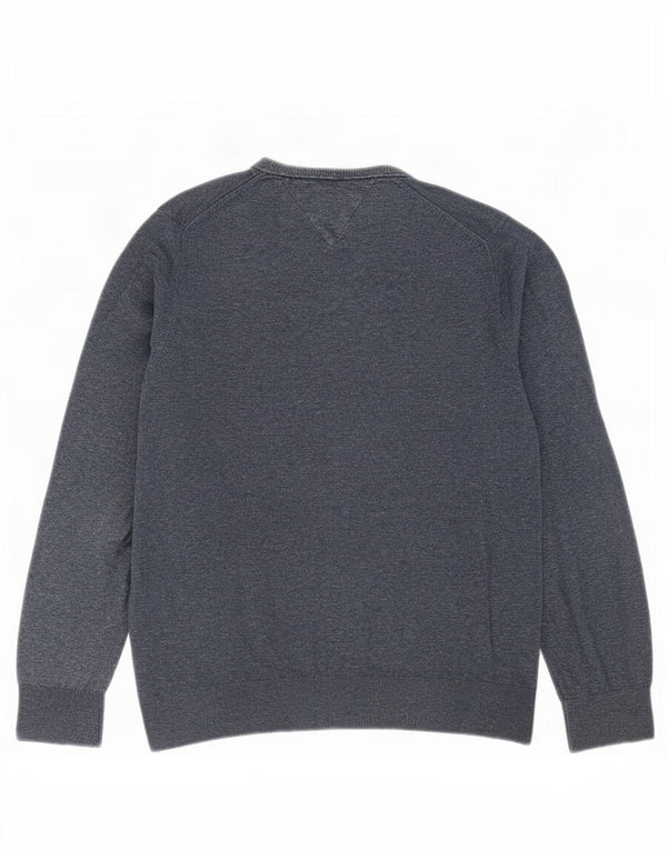 Tommy Hilfiger Pull à col en V pour homme Petit coton moucheté bleu marine