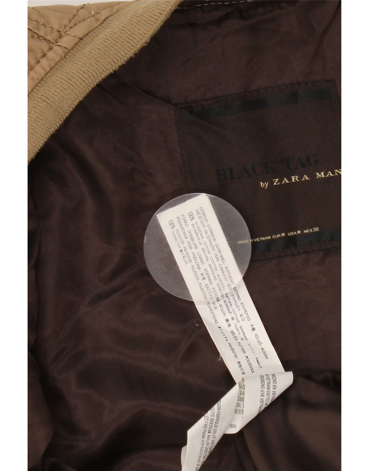 Zara Veste Bomber Homme UK 38 Coton Beige Moyen