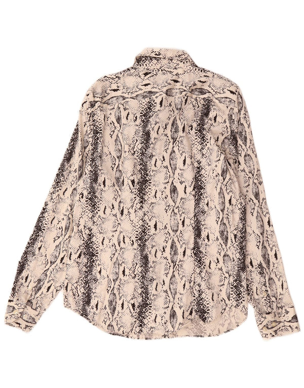 Chaps Chemise Femme UK 44 Coton Beige Imprimé Animal Moyen