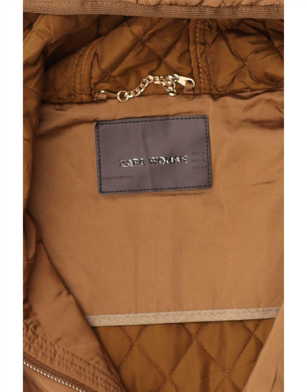 Zara Veste matelassée à capuche pour femme UK 12 Beige moyen