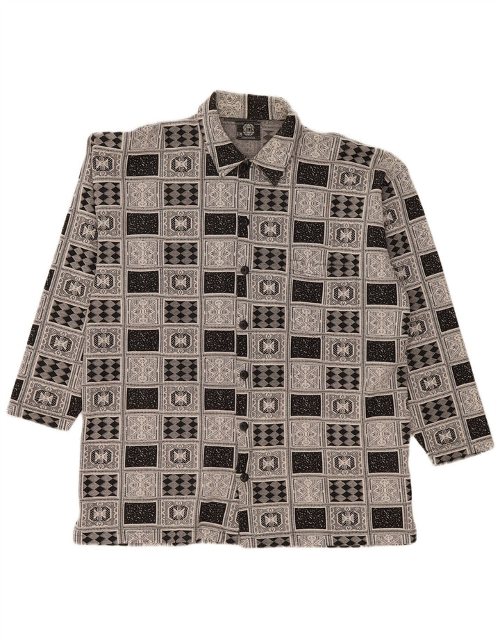 chemise en flanelle homme vintage grand coton géométrique gris