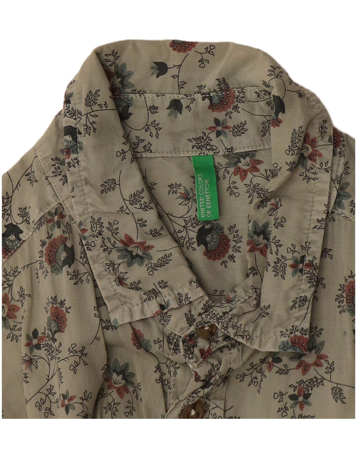 Benetton Chemise Homme Gris Moyen Floral