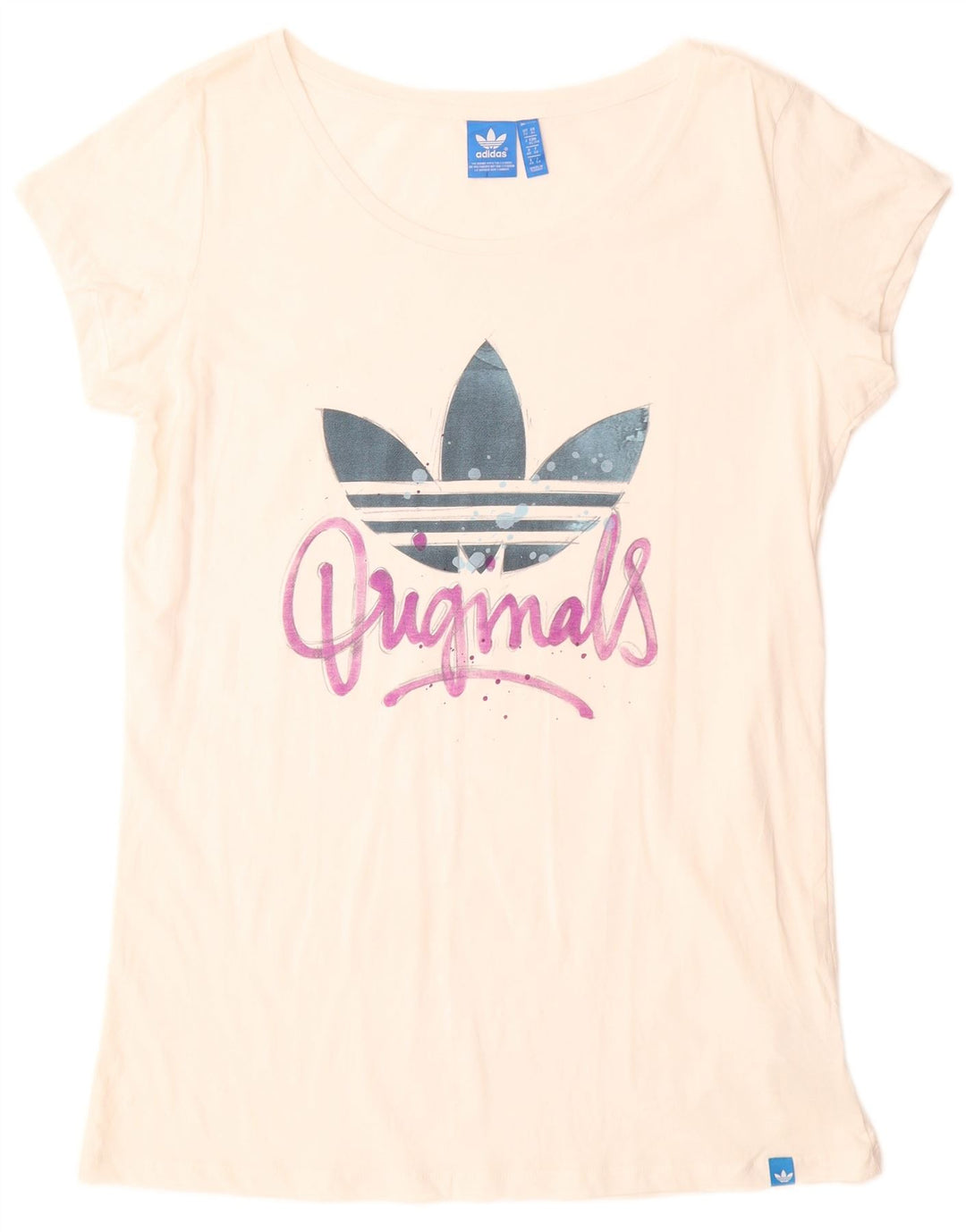 ADIDAS T-shirt long graphique pour femme UK 22 XL en coton blanc