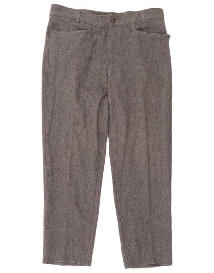Versace Pantalon de costume droit pour homme IT 52 XL W38 L29 Gris Laine