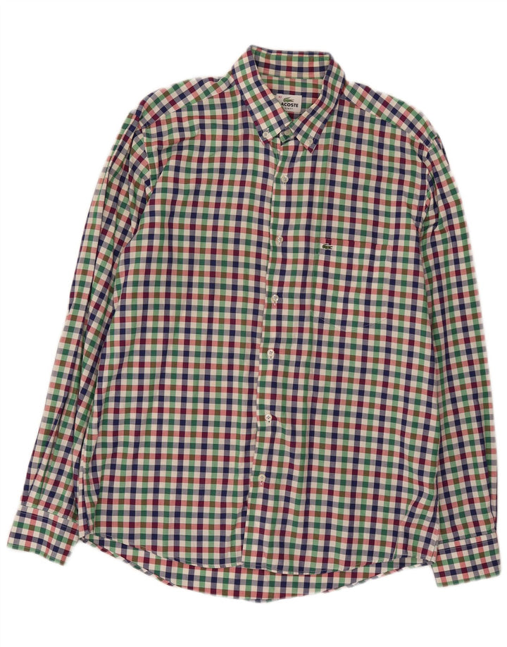 Lacoste Chemise slim fit en flanelle pour homme Taille 42 Grand vichy multicolore