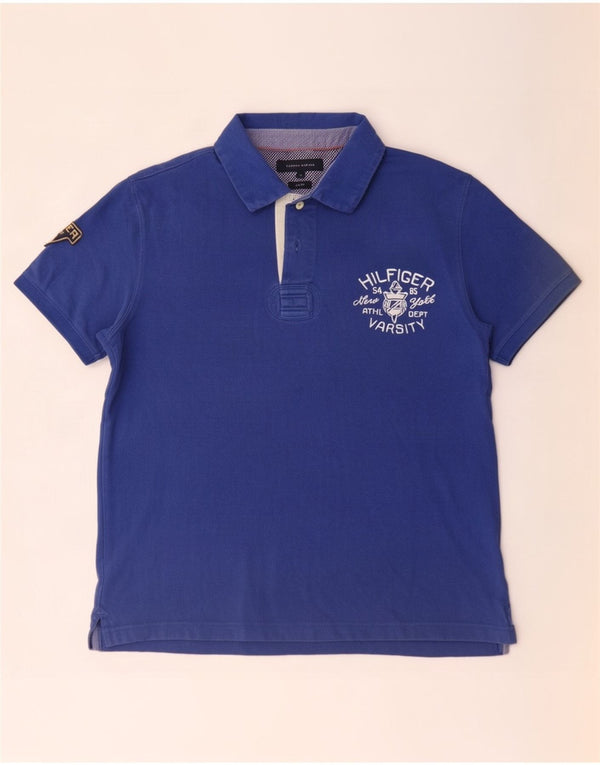 Tommy Hilfiger Polo de rugby coupe slim pour homme en coton bleu XL
