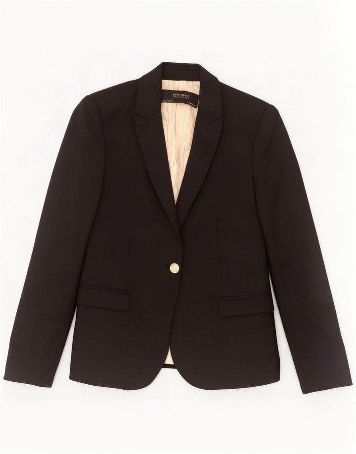 Zara Veste Blazer 1 Bouton Femme UK 10 Petit Noir