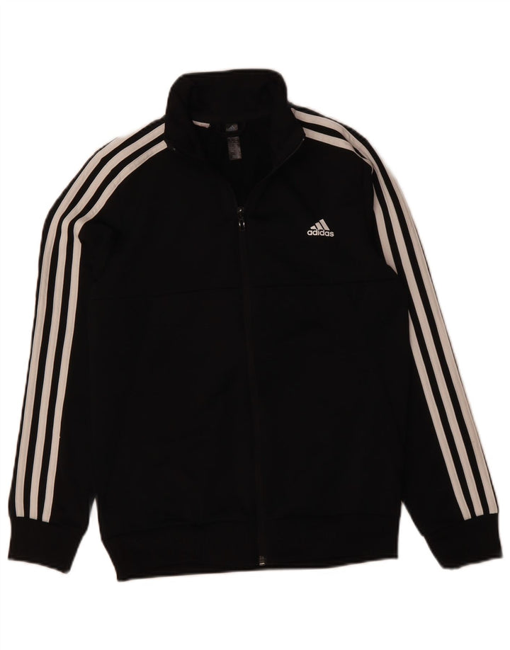 ADIDAS Boys Climalite Tracksuit Top Jacket 12-13 Years Black Polyester