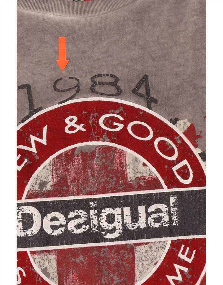 Desigual T-Shirt Graphique Homme Gris Moyen Coton
