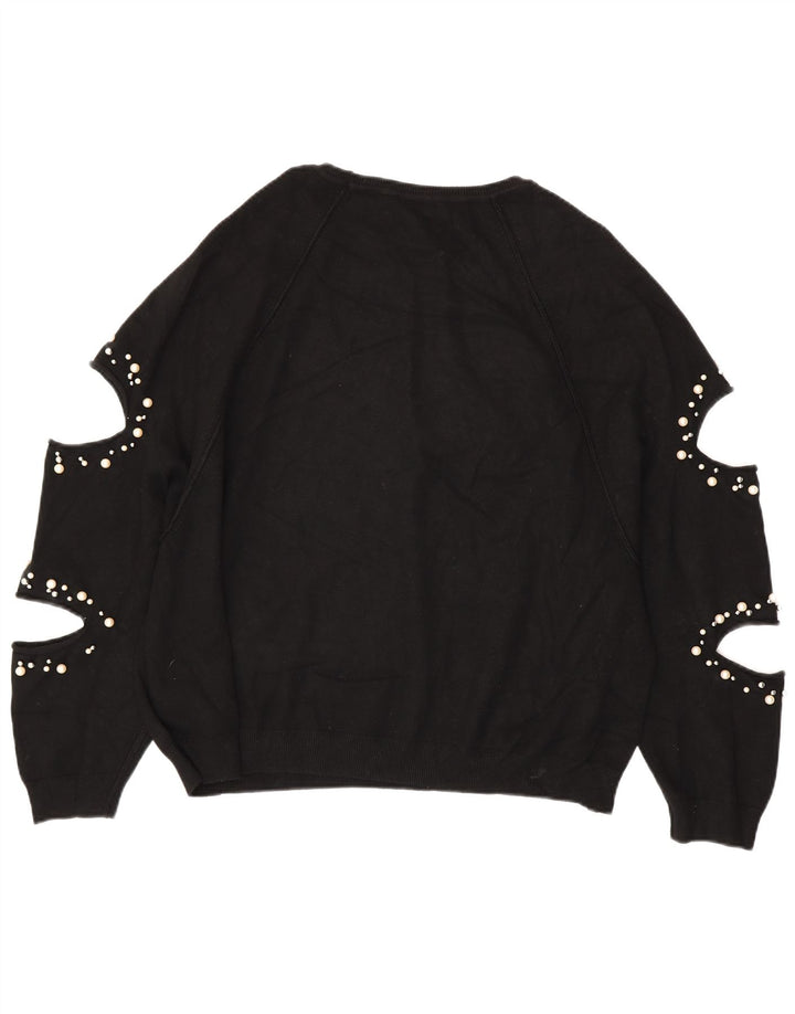 ZARA Pull surdimensionné à col bateau pour femme UK 14 Noir moyen