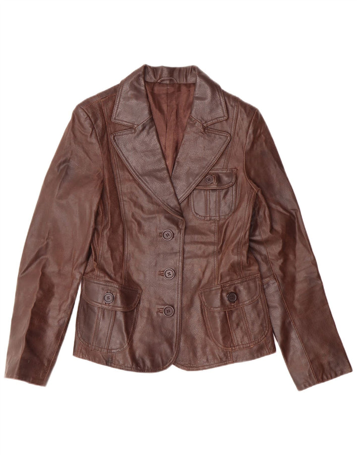 Bay Veste en cuir pour femme UK 12 Cuir marron moyen classique