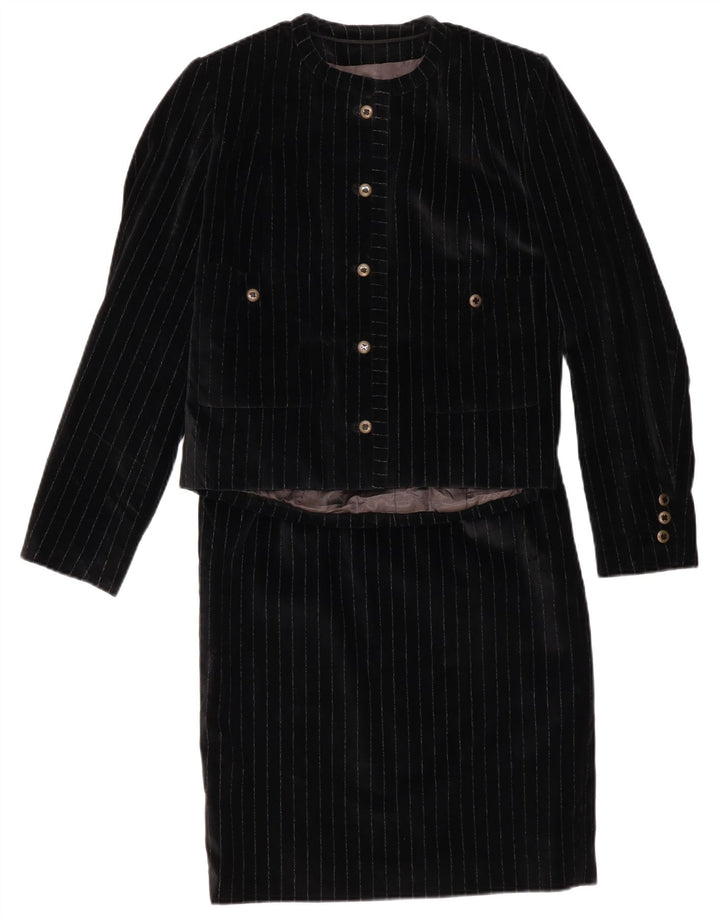 VINTAGE Ensemble jupe 2 pièces 5 boutons pour femme UK 12 Medium W28 Noir