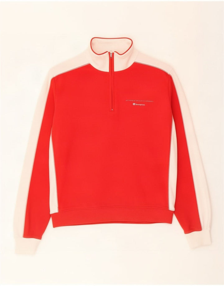 Champion Sweat-Shirt Col Zippé Homme Rouge Moyen Colourblock
