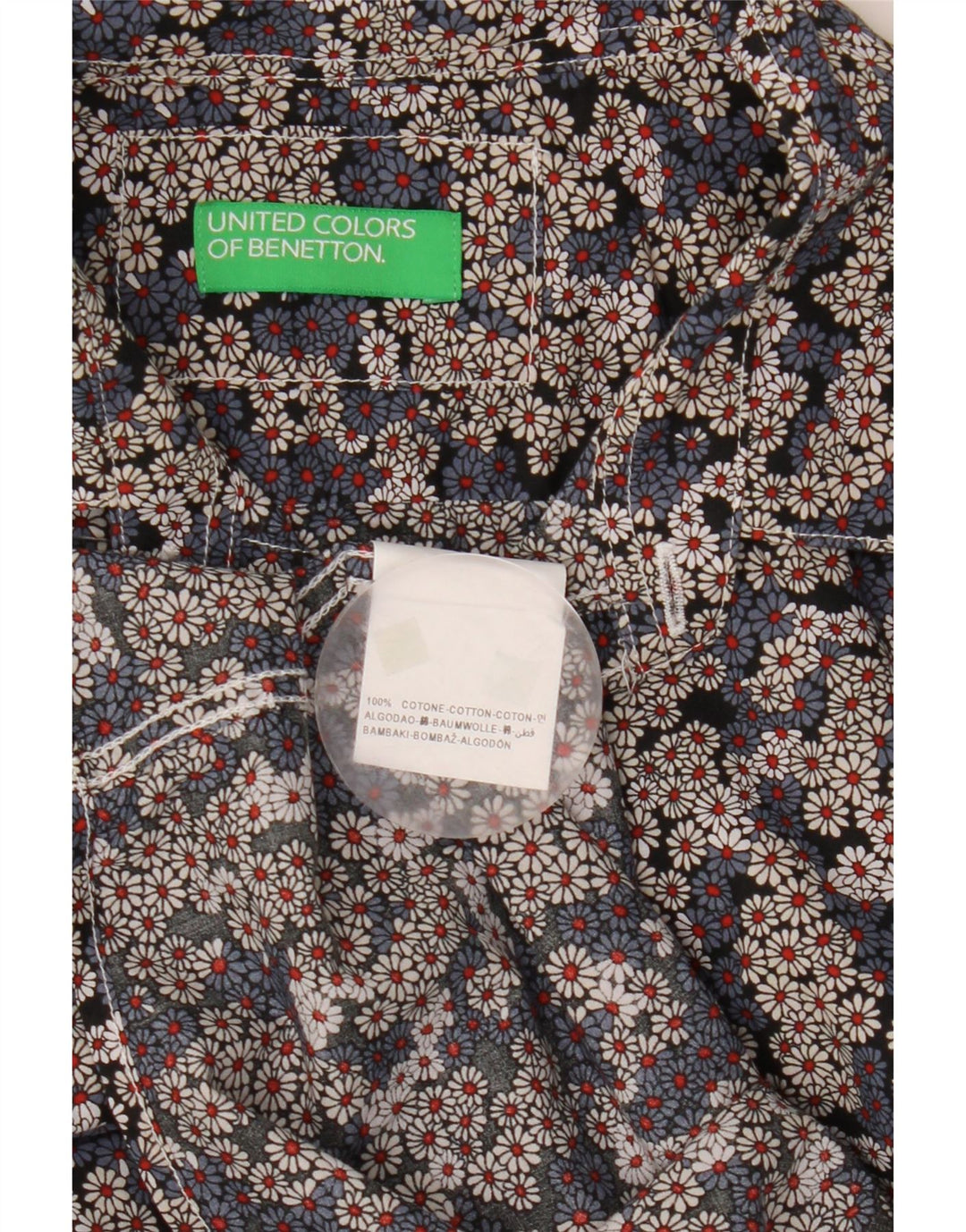 BENETTON Chemise à Manches Courtes Homme Coton Floral Multicolore Moyen