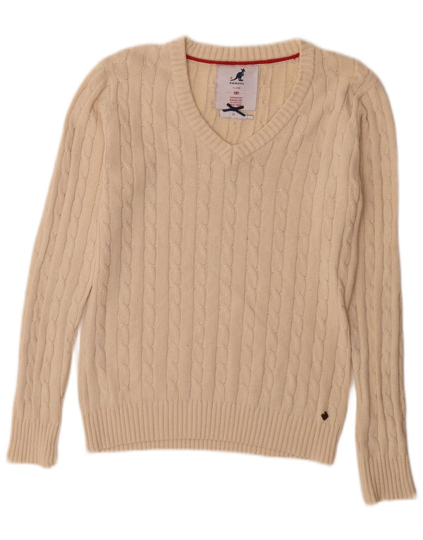 Kangol Pull col V pour femme UK 10 Petit Beige