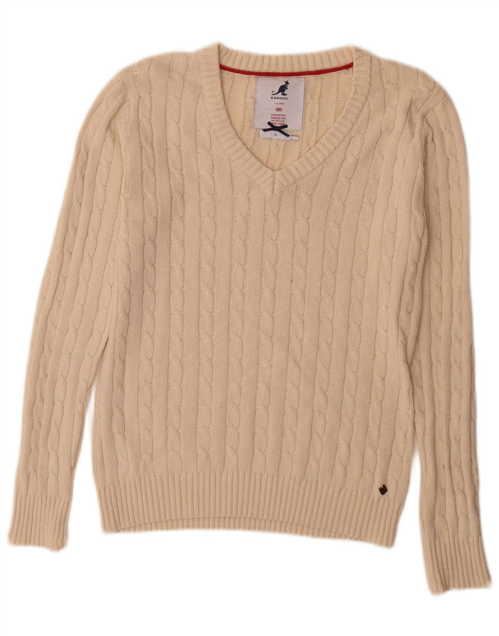 Kangol Pull col V pour femme UK 10 Petit Beige