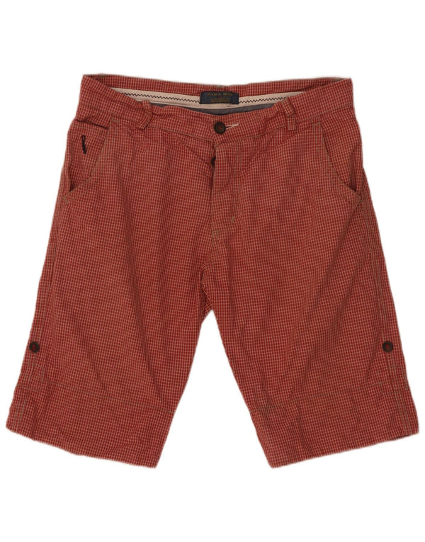 Zara Short Chino Homme EU 42 Large W32 Rouge à Carreaux Coton